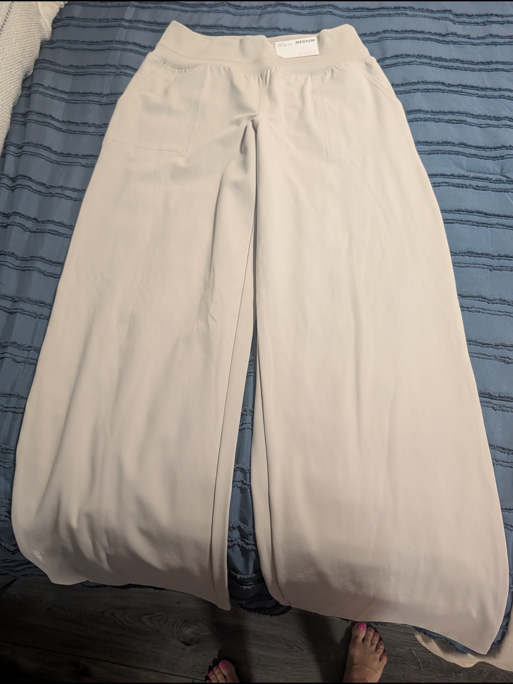 STYLUS Wide Leg Pull-On Pants in Light Taupe